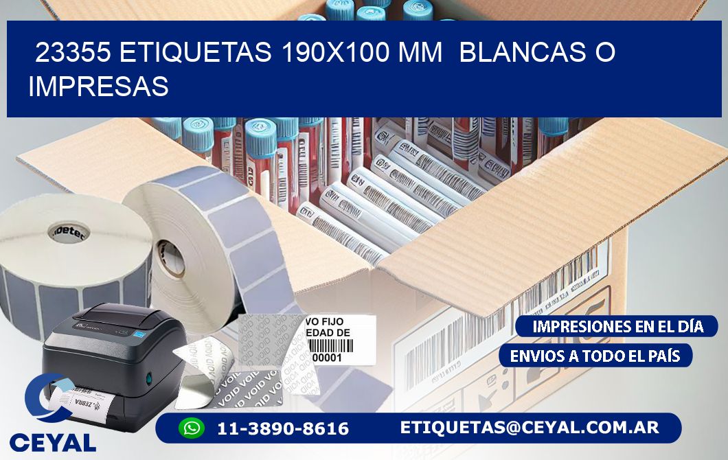 23355 ETIQUETAS 190×100 mm  BLANCAS O IMPRESAS