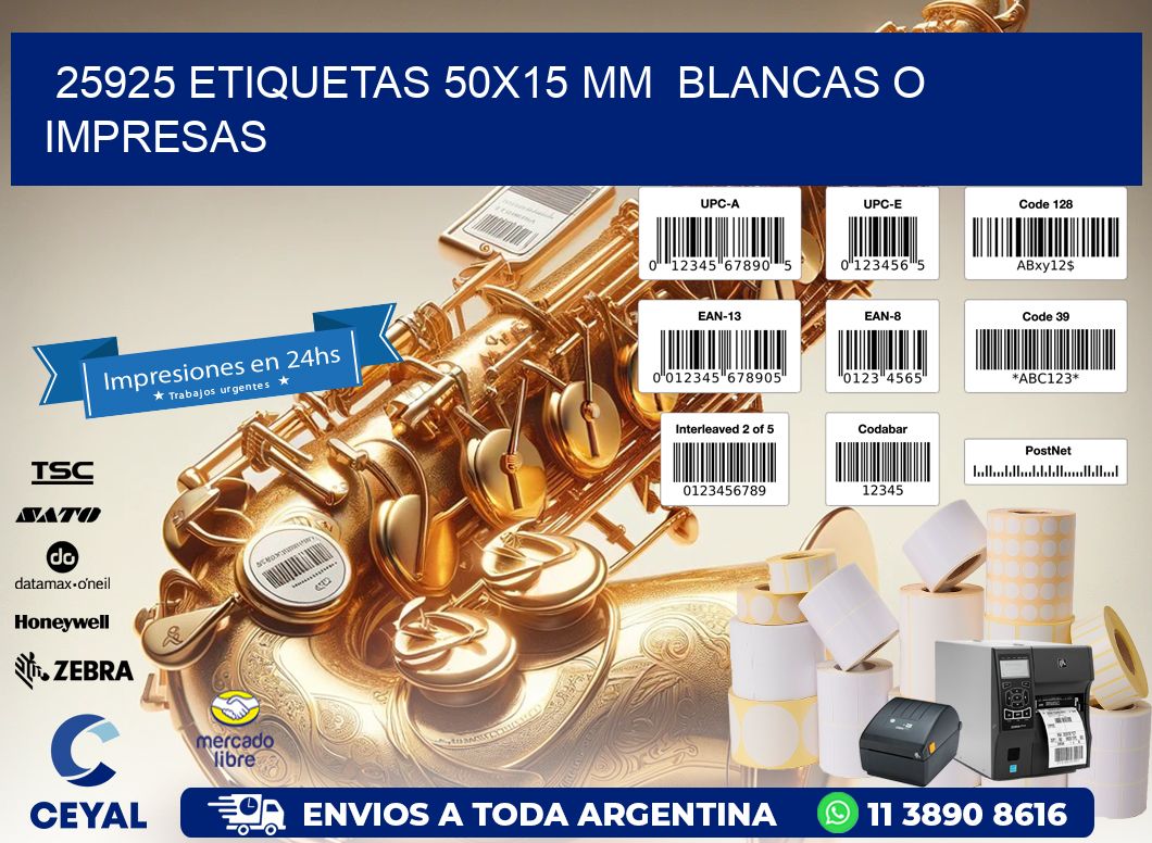 25925 ETIQUETAS 50x15 mm  BLANCAS O IMPRESAS