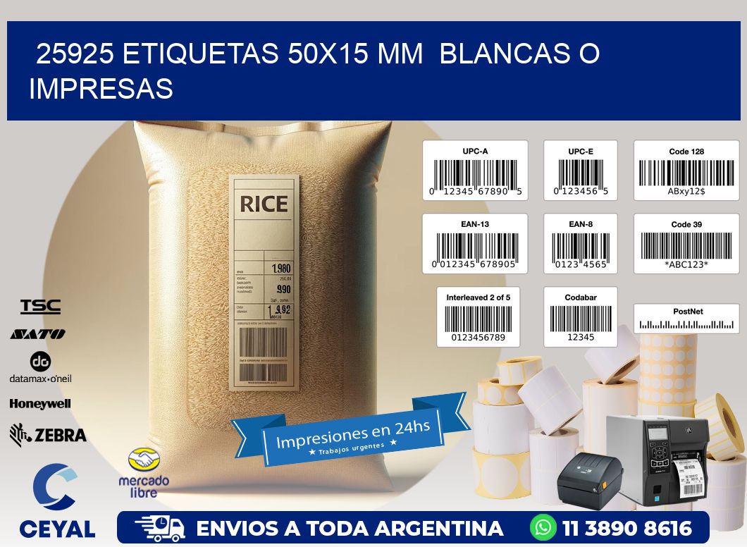 25925 ETIQUETAS 50x15 mm  BLANCAS O IMPRESAS