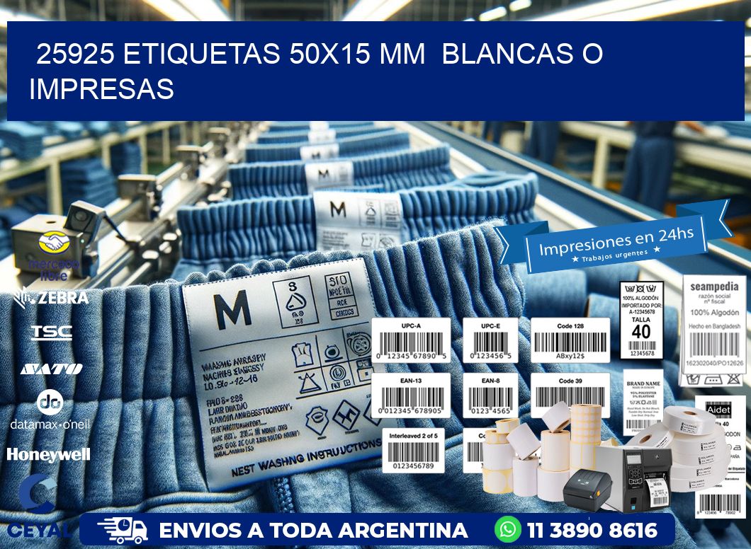 25925 ETIQUETAS 50x15 mm  BLANCAS O IMPRESAS