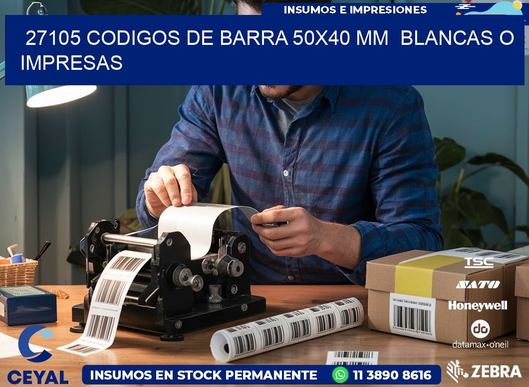 27105 CODIGOS DE BARRA 50×40 mm  BLANCAS O IMPRESAS