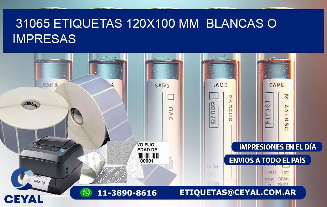 31065 ETIQUETAS 120x100 mm BLANCAS O IMPRESAS