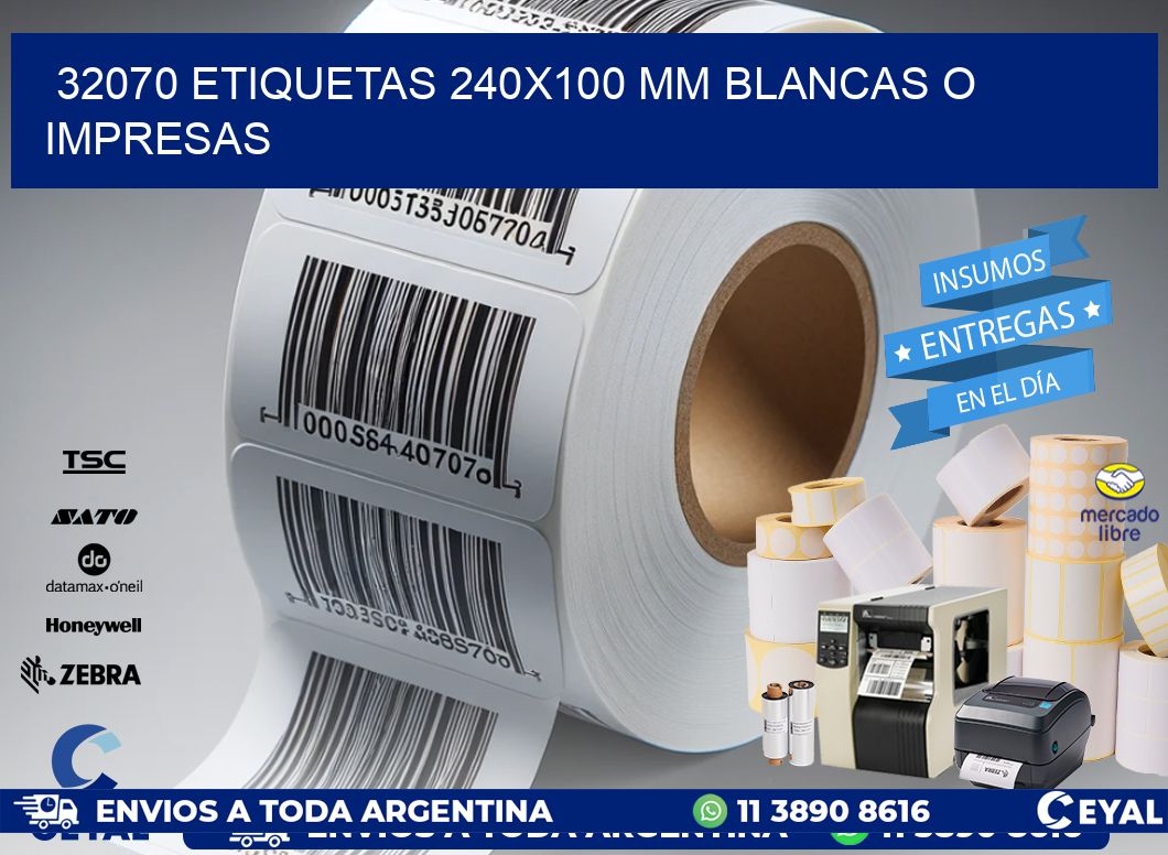 32070 ETIQUETAS 240x100 mm BLANCAS O IMPRESAS