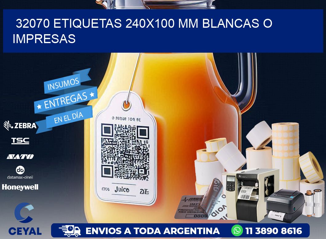 32070 ETIQUETAS 240x100 mm BLANCAS O IMPRESAS