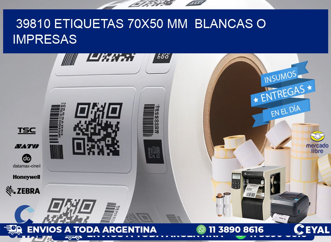 39810 ETIQUETAS 70x50 mm  BLANCAS O IMPRESAS