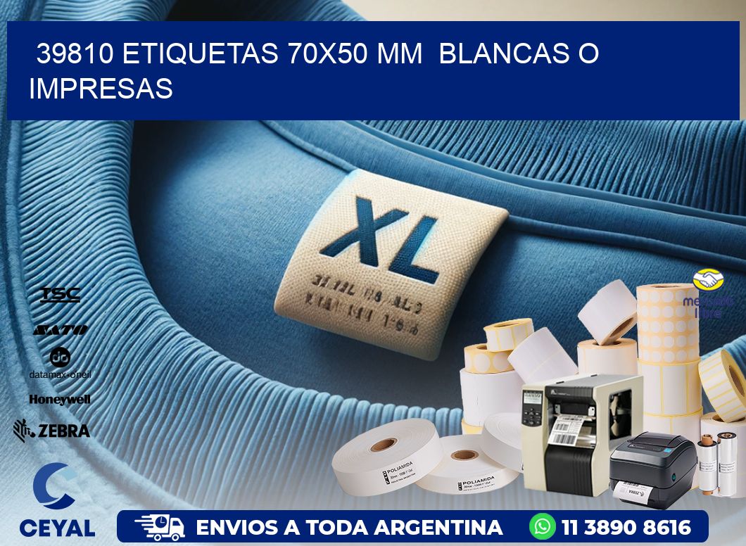 39810 ETIQUETAS 70x50 mm  BLANCAS O IMPRESAS