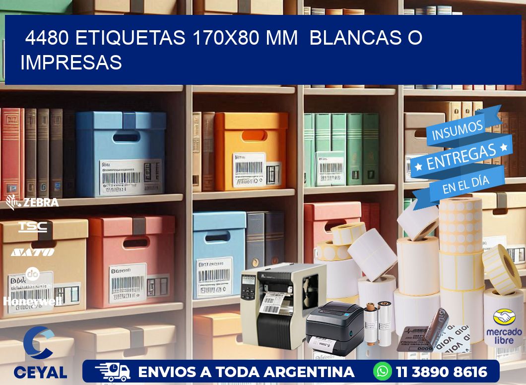 4480 ETIQUETAS 170x80 mm BLANCAS O IMPRESAS