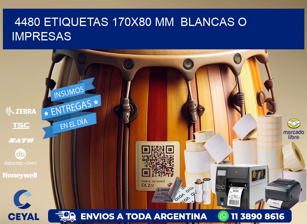 4480 ETIQUETAS 170x80 mm BLANCAS O IMPRESAS
