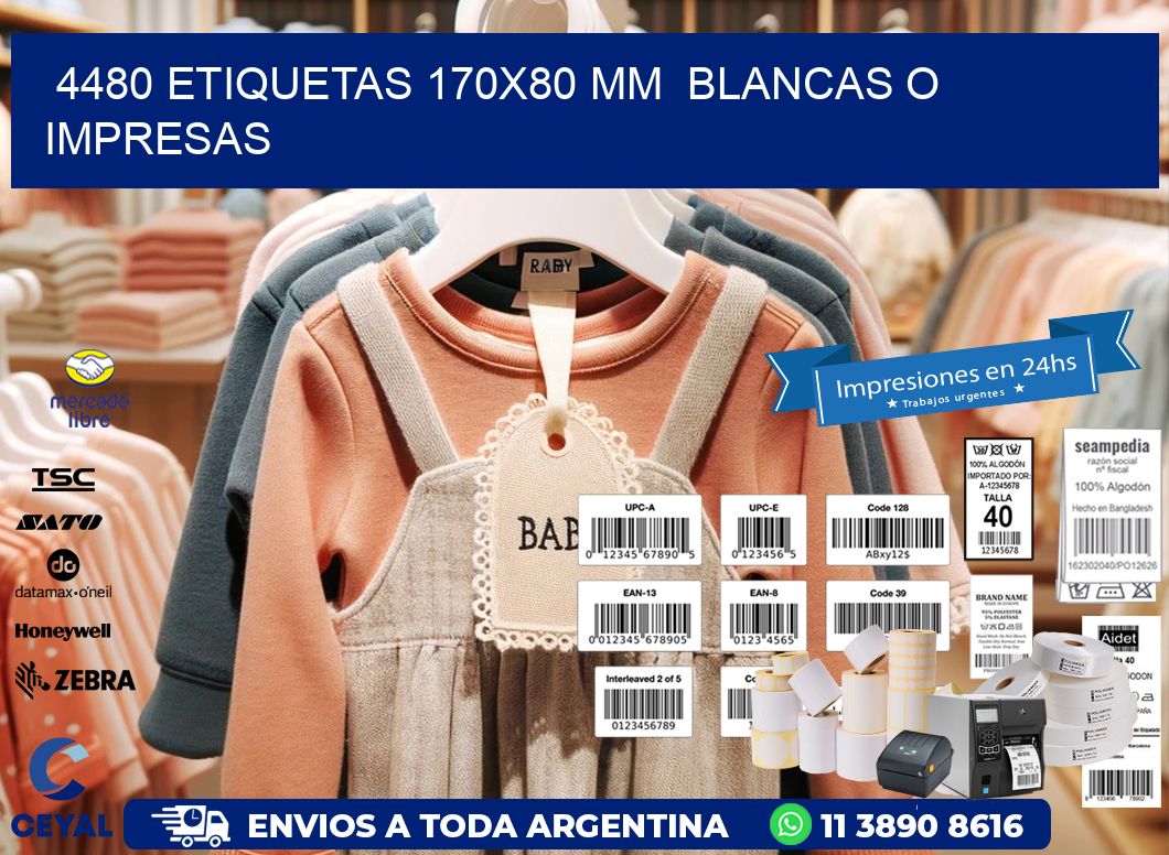 4480 ETIQUETAS 170x80 mm BLANCAS O IMPRESAS