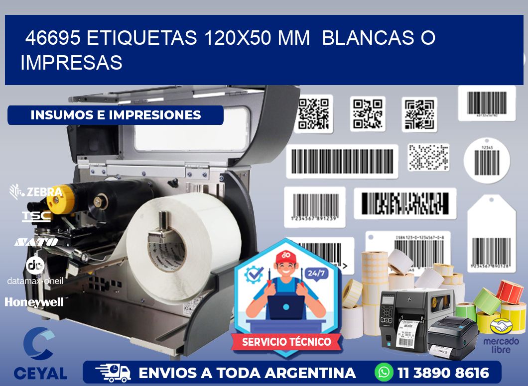 46695 ETIQUETAS 120x50 mm  BLANCAS O IMPRESAS