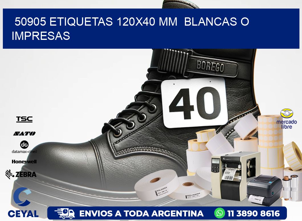 50905 ETIQUETAS 120x40 mm BLANCAS O IMPRESAS