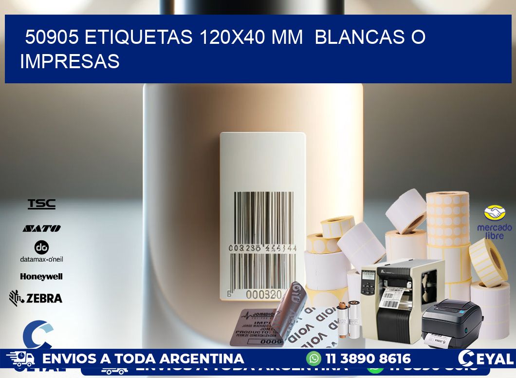 50905 ETIQUETAS 120x40 mm BLANCAS O IMPRESAS