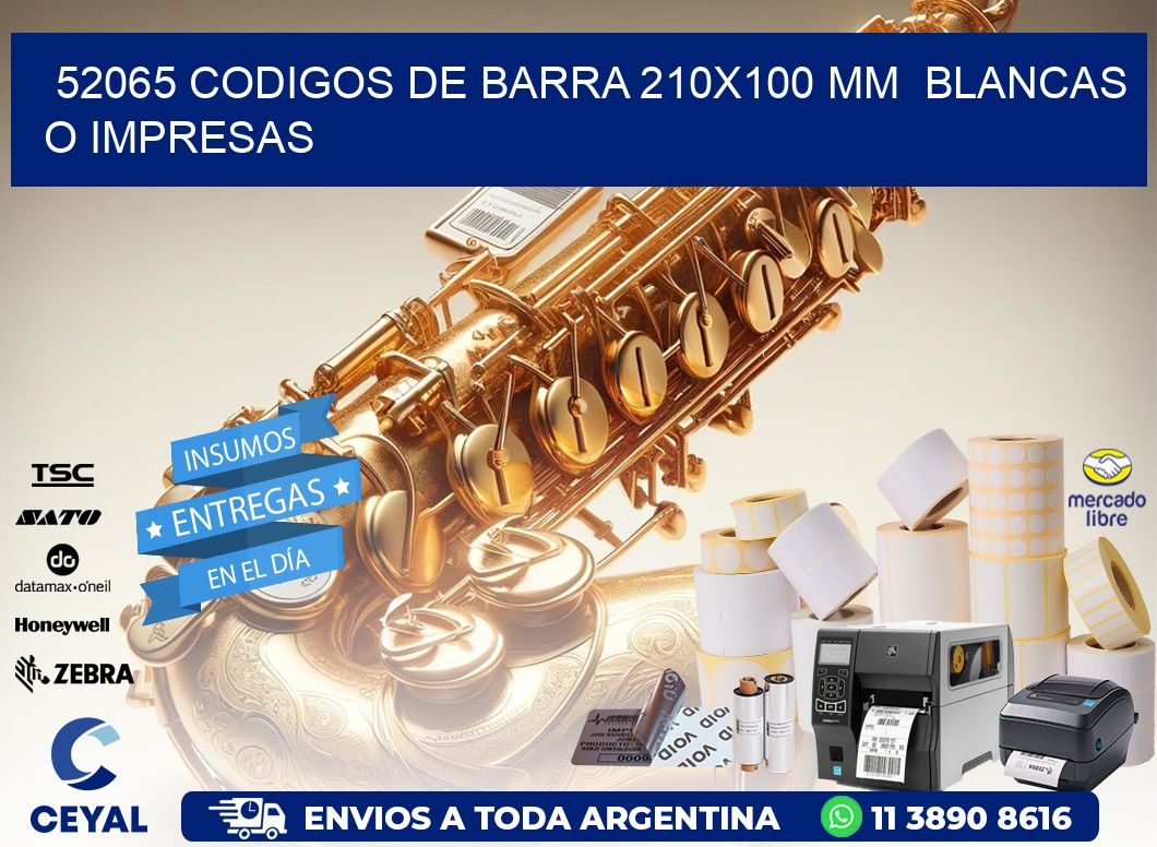 52065 CODIGOS DE BARRA 210x100 mm  BLANCAS O IMPRESAS