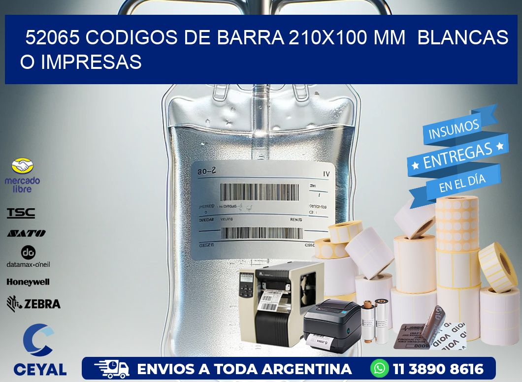 52065 CODIGOS DE BARRA 210×100 mm  BLANCAS O IMPRESAS