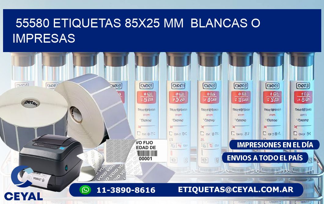 55580 ETIQUETAS 85x25 mm  BLANCAS O IMPRESAS