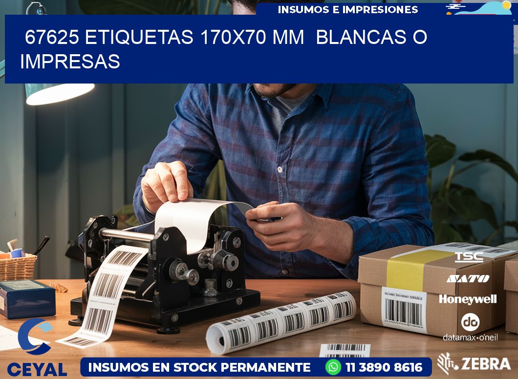 67625 ETIQUETAS 170×70 mm  BLANCAS O IMPRESAS