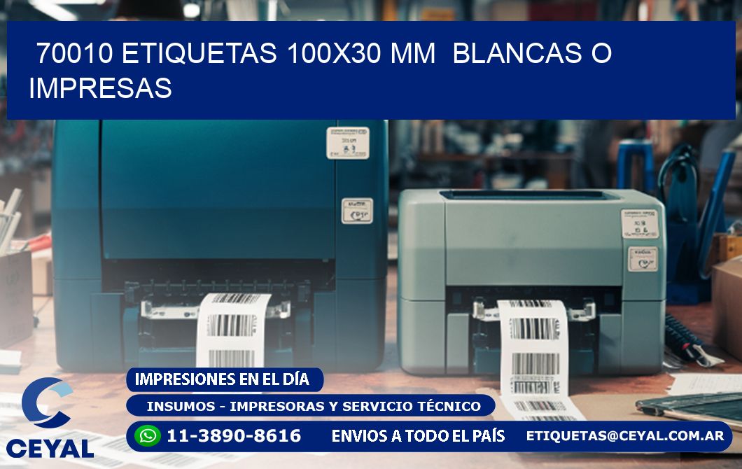 70010 ETIQUETAS 100x30 mm  BLANCAS O IMPRESAS