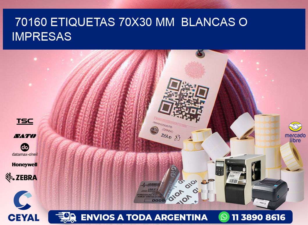 70160 ETIQUETAS 70x30 mm  BLANCAS O IMPRESAS