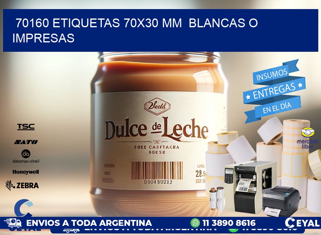 70160 ETIQUETAS 70x30 mm  BLANCAS O IMPRESAS