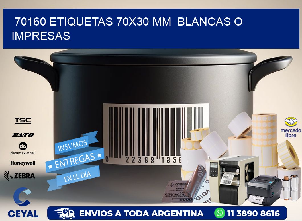 70160 ETIQUETAS 70x30 mm  BLANCAS O IMPRESAS