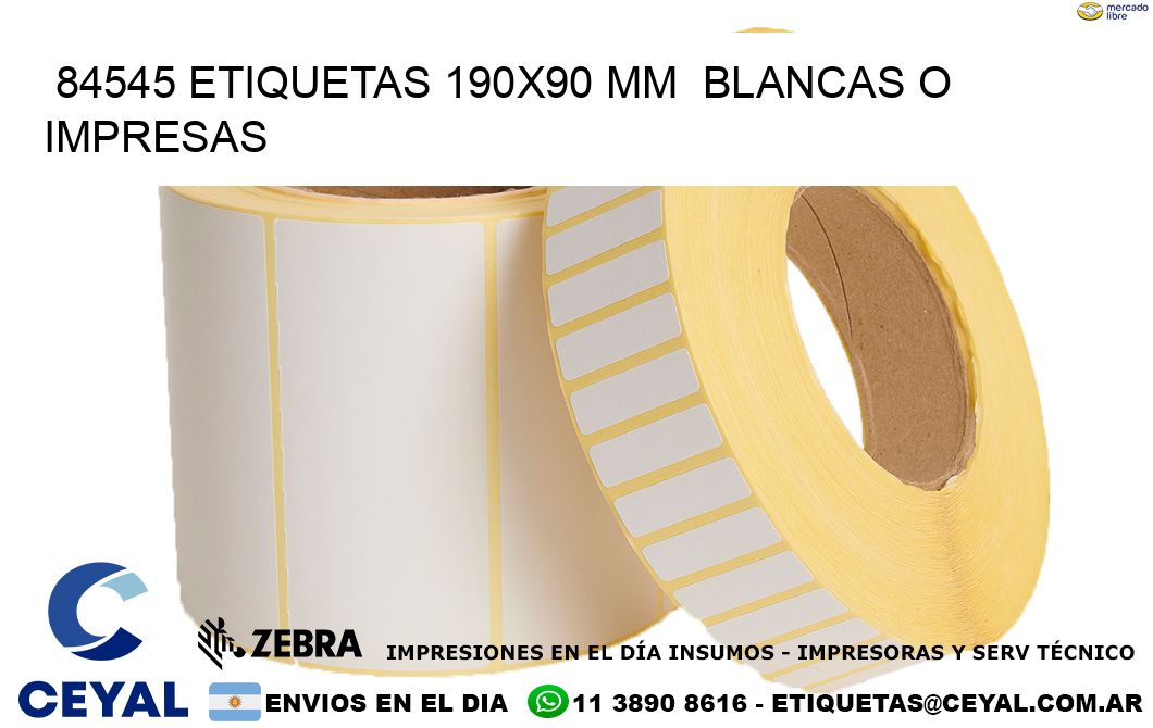 84545 ETIQUETAS 190x90 mm  BLANCAS O IMPRESAS