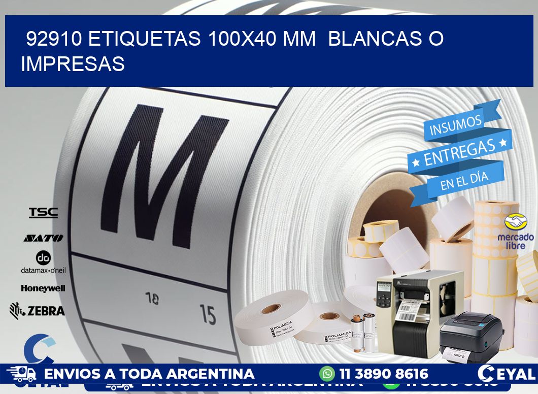 92910 ETIQUETAS 100x40 mm  BLANCAS O IMPRESAS