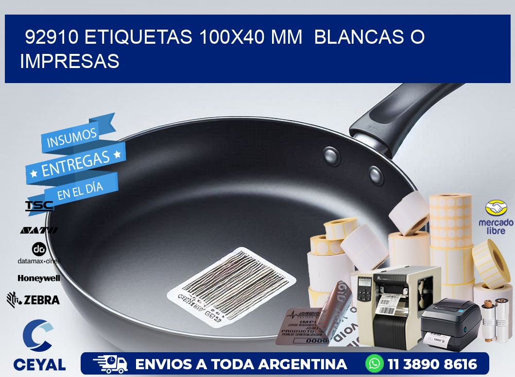 92910 ETIQUETAS 100x40 mm  BLANCAS O IMPRESAS