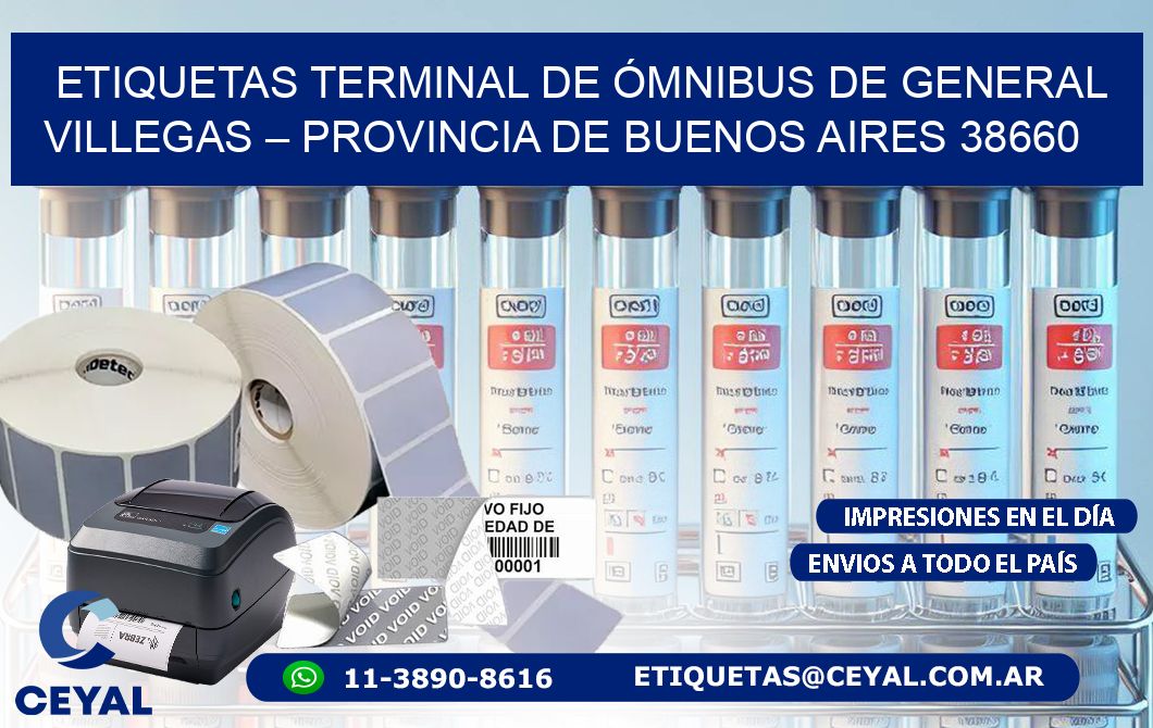 ETIQUETAS TERMINAL DE ÓMNIBUS DE GENERAL VILLEGAS – PROVINCIA DE BUENOS AIRES 38660