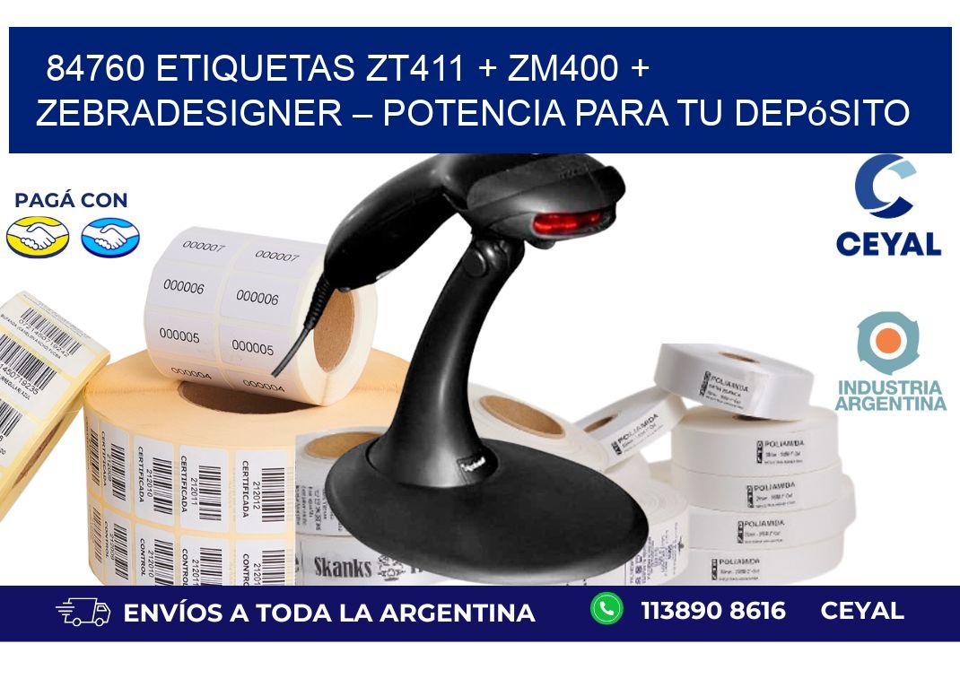 84760 ETIQUETAS ZT411 + ZM400 + ZebraDesigner – Potencia para tu depósito