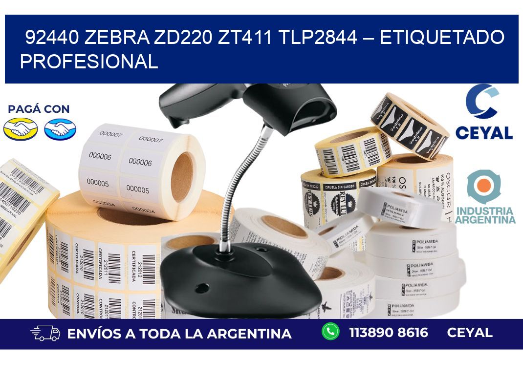 92440 Zebra ZD220 ZT411 TLP2844 – Etiquetado Profesional