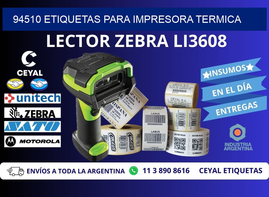 94510 ETIQUETAS PARA IMPRESORA TERMICA