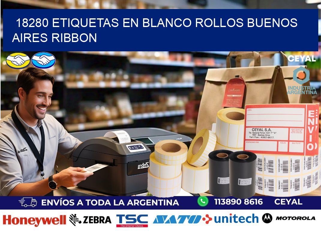 18280 ETIQUETAS EN BLANCO ROLLOS BUENOS AIRES RIBBON