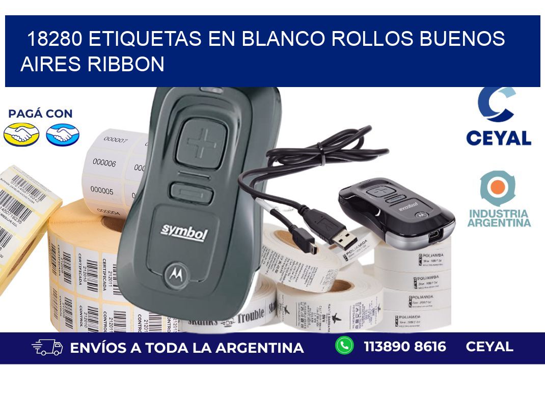 18280 ETIQUETAS EN BLANCO ROLLOS BUENOS AIRES RIBBON