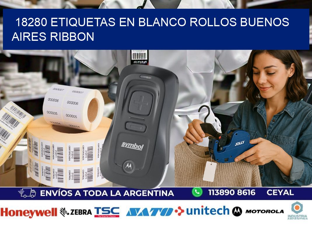 18280 ETIQUETAS EN BLANCO ROLLOS BUENOS AIRES RIBBON