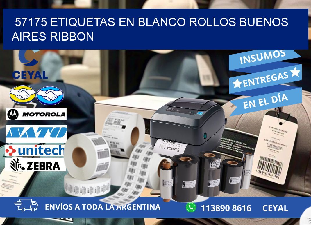 57175 ETIQUETAS EN BLANCO ROLLOS BUENOS AIRES RIBBON