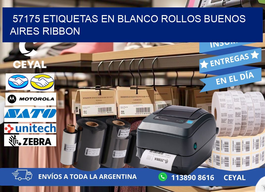 57175 ETIQUETAS EN BLANCO ROLLOS BUENOS AIRES RIBBON