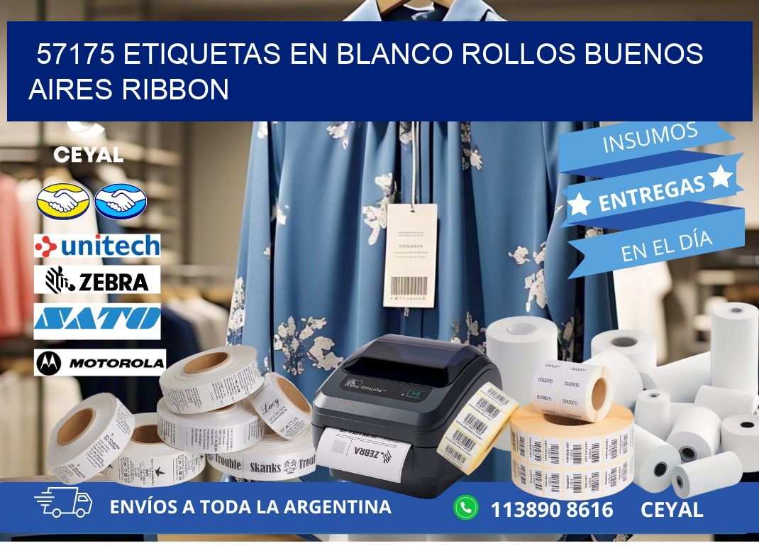 57175 ETIQUETAS EN BLANCO ROLLOS BUENOS AIRES RIBBON