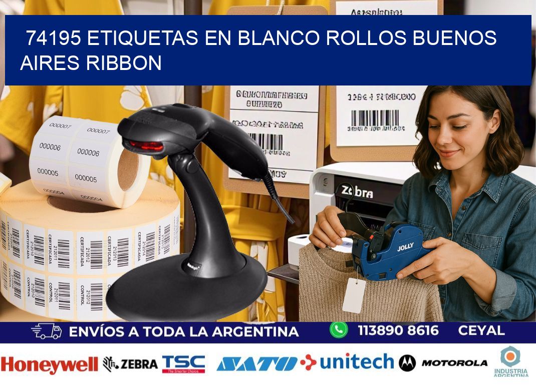 74195 ETIQUETAS EN BLANCO ROLLOS BUENOS AIRES RIBBON