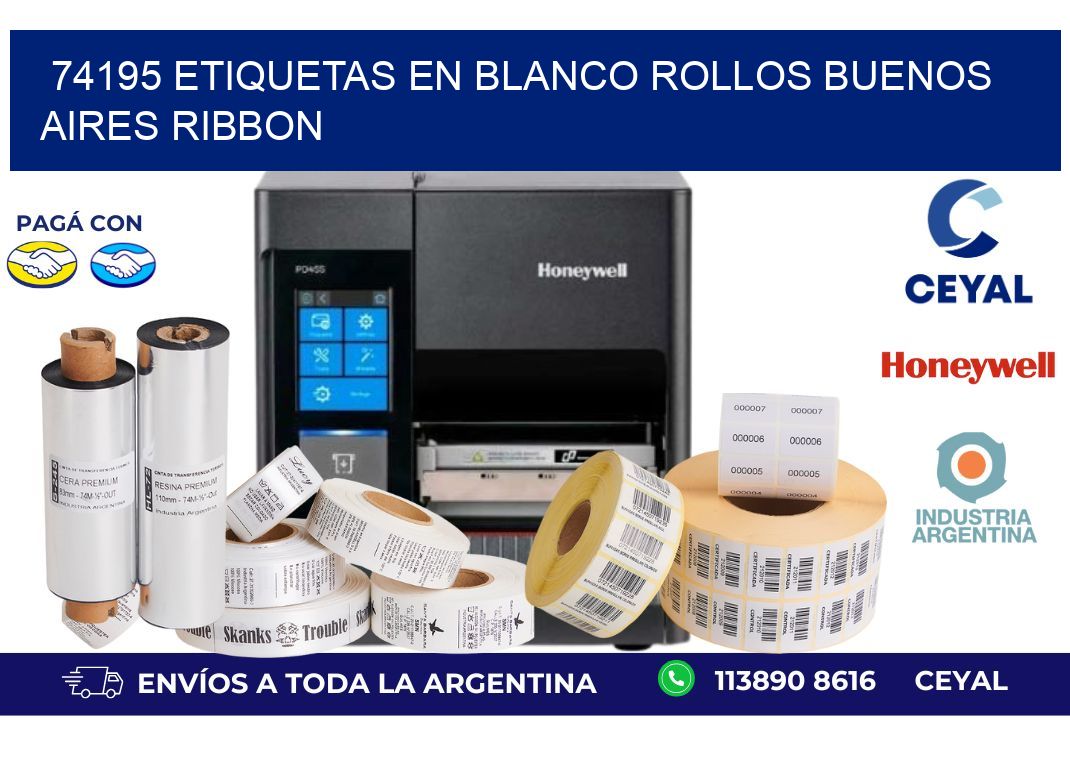 74195 ETIQUETAS EN BLANCO ROLLOS BUENOS AIRES RIBBON