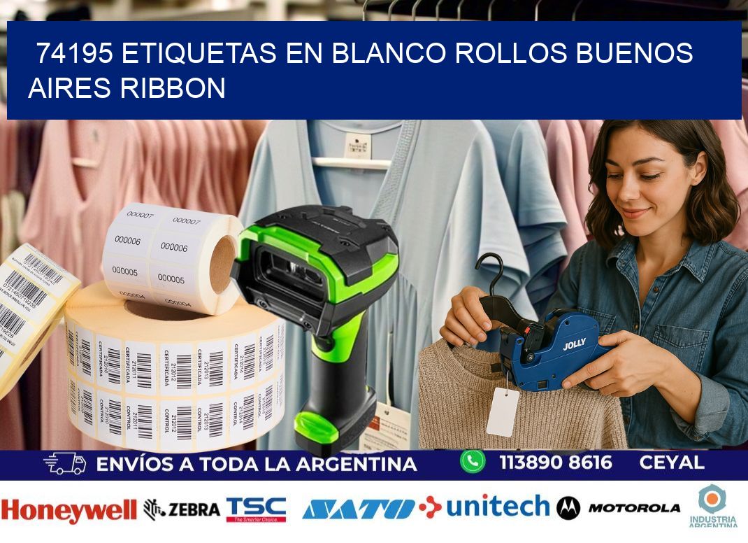 74195 ETIQUETAS EN BLANCO ROLLOS BUENOS AIRES RIBBON