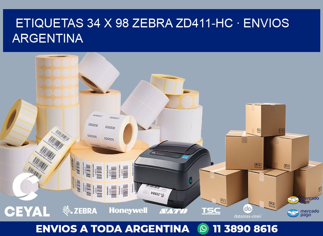 ETIQUETAS 34 x 98 ZEBRA ZD411-HC · ENVIOS ARGENTINA