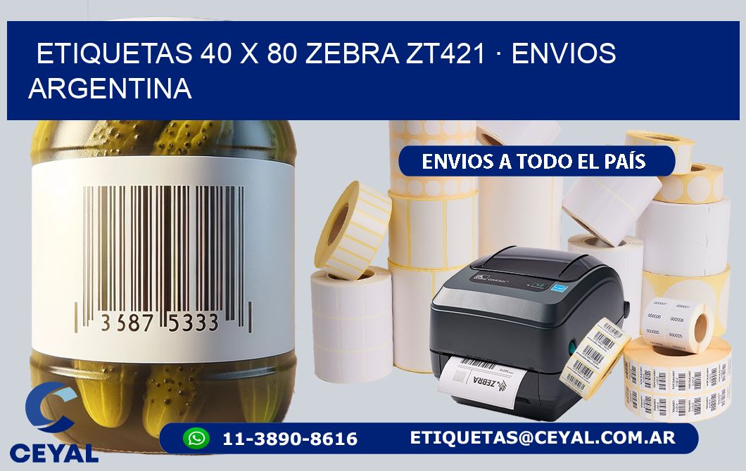 ETIQUETAS 40 x 80 ZEBRA ZT421 · ENVIOS ARGENTINA