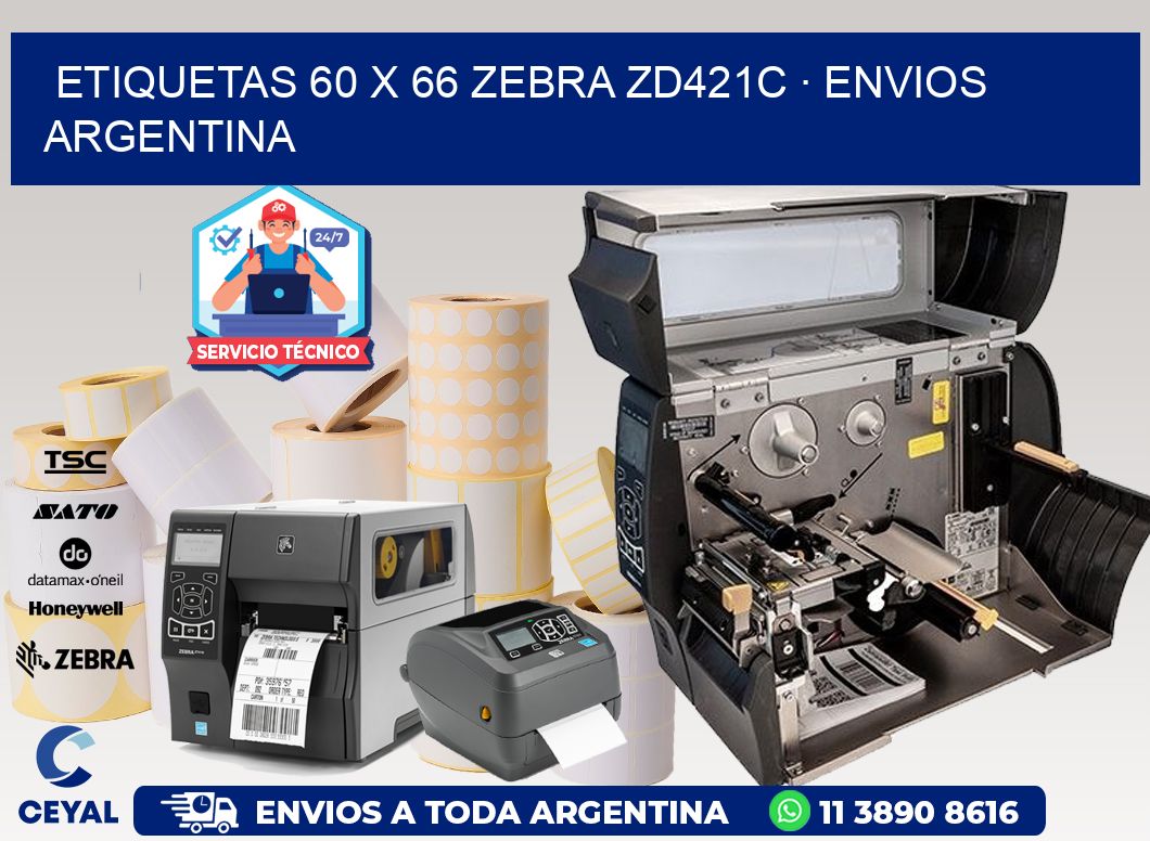 ETIQUETAS 60 x 66 ZEBRA ZD421C · ENVIOS ARGENTINA