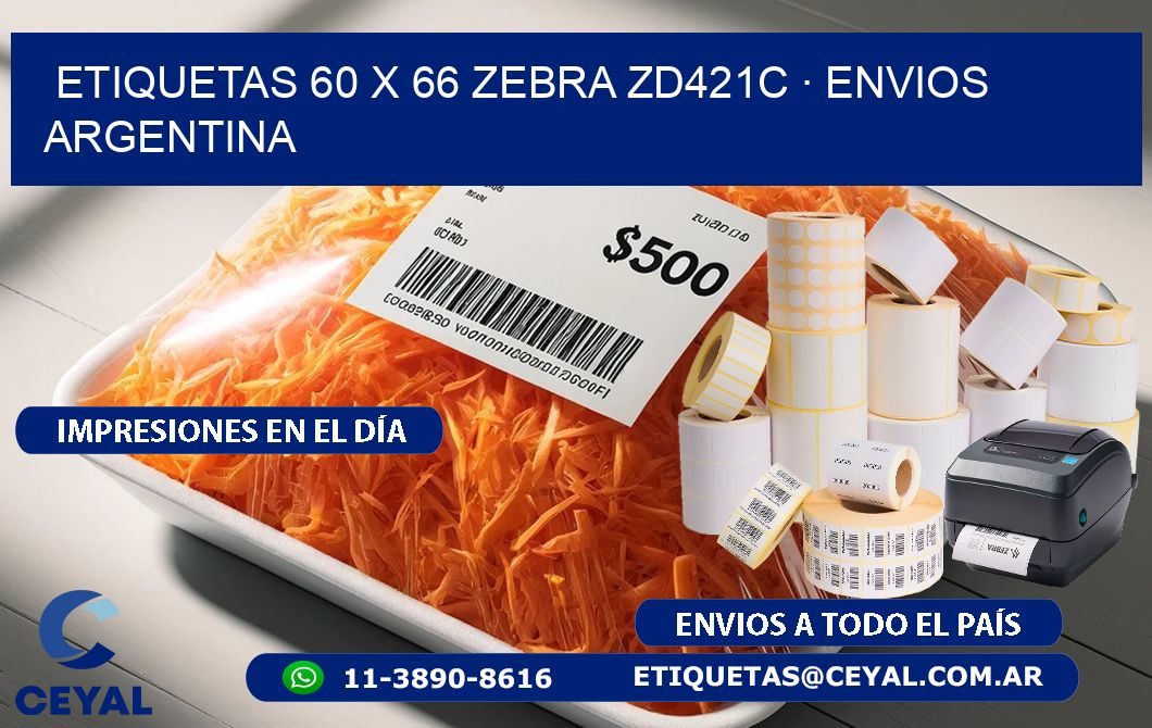 ETIQUETAS 60 x 66 ZEBRA ZD421C · ENVIOS ARGENTINA