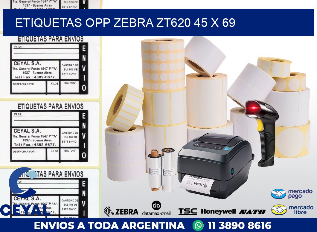 ETIQUETAS OPP ZEBRA ZT620 45 x 69