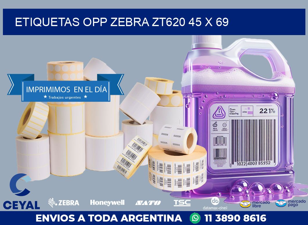 ETIQUETAS OPP ZEBRA ZT620 45 x 69