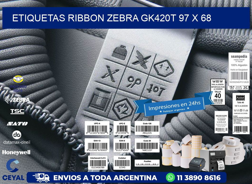 ETIQUETAS RIBBON Zebra GK420T 97 x 68