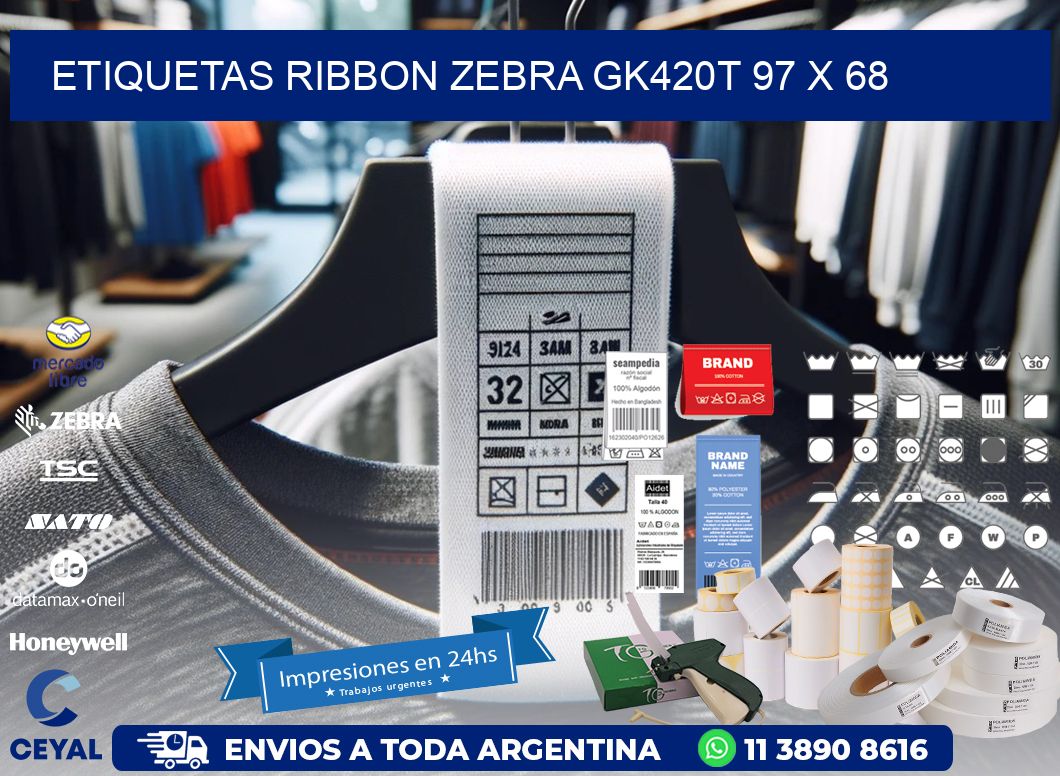 ETIQUETAS RIBBON Zebra GK420T 97 x 68