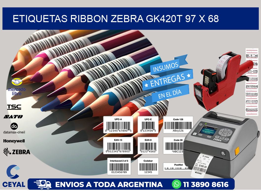 ETIQUETAS RIBBON Zebra GK420T 97 x 68