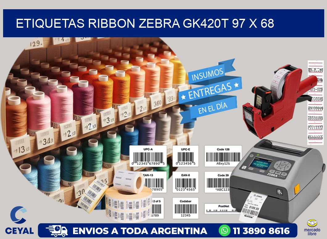 ETIQUETAS RIBBON Zebra GK420T 97 x 68